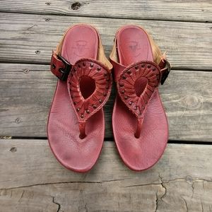 Frye BOHO Braided Leather Brick Color Studded Sandals Women's Size 7M